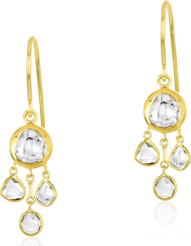 Legend Amrapali Kundan Vintage Diamond Triple Drop Earrings