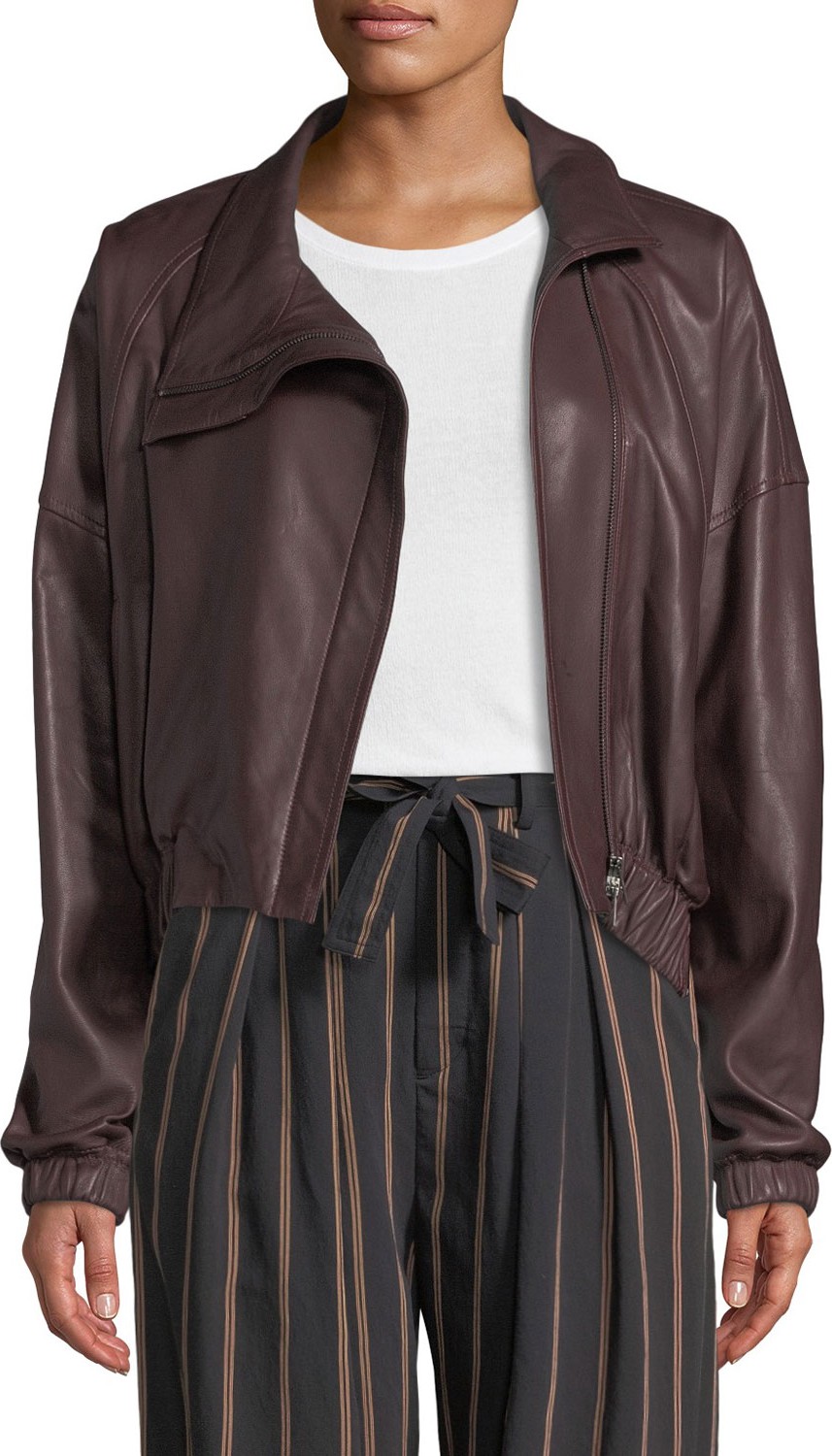 Vince Asymmetric Leather Moto Jacket