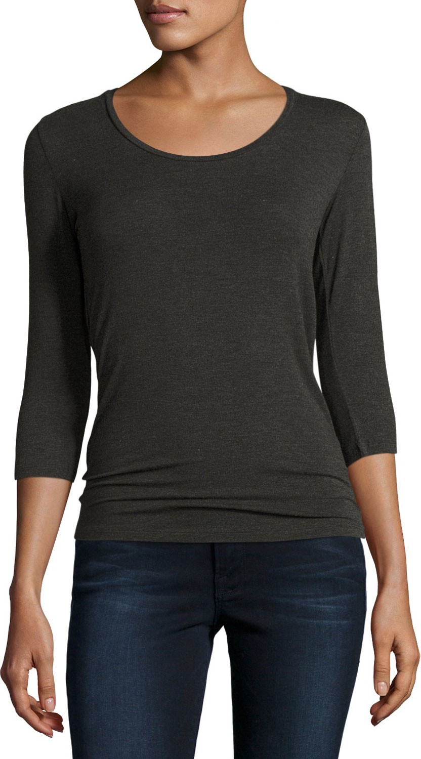 Majestic Soft Touch 3/4-Sleeve Scoop-Neck Tee