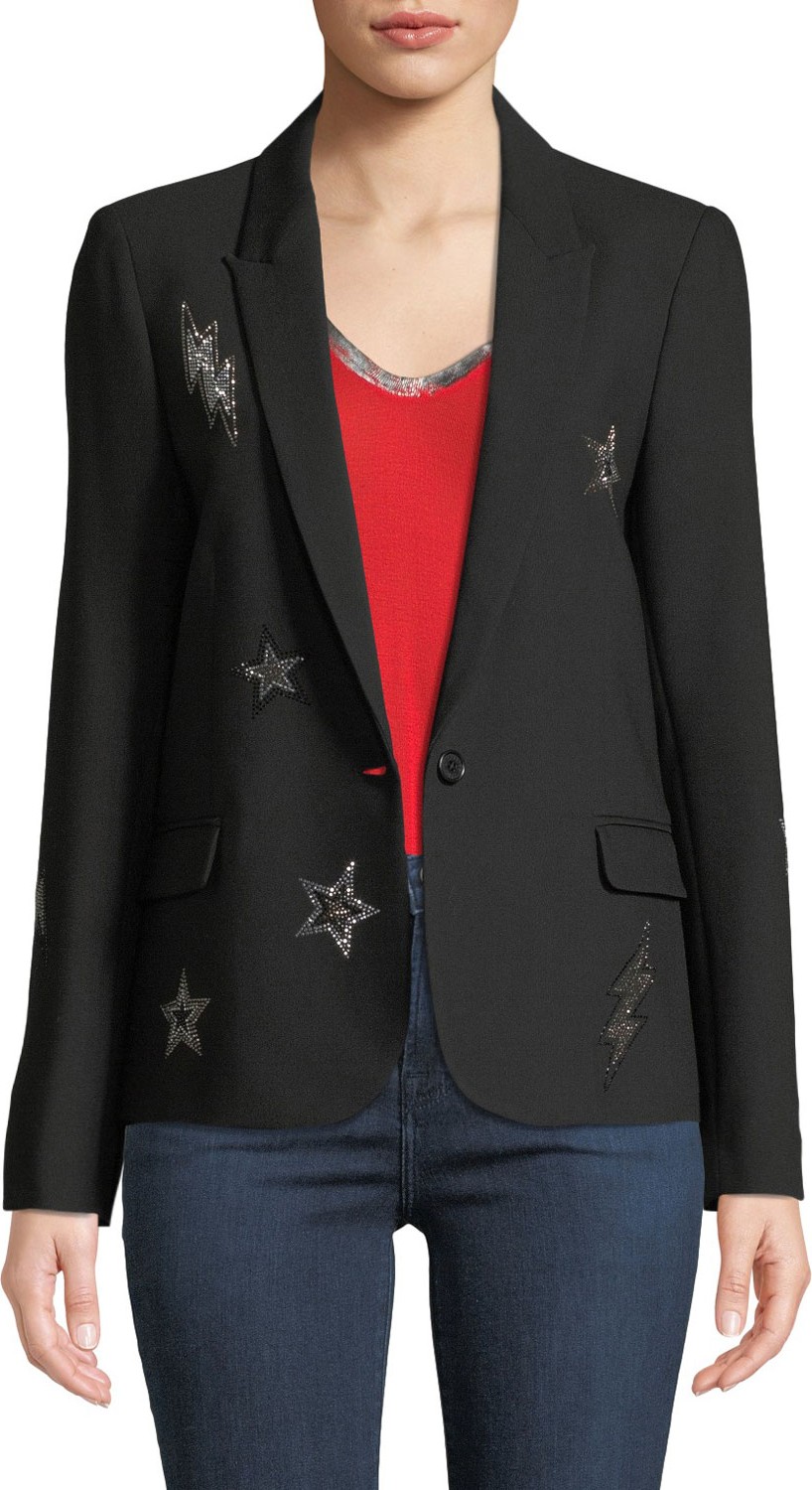 Zadig & Voltaire Victor Embellished Crepe Blazer