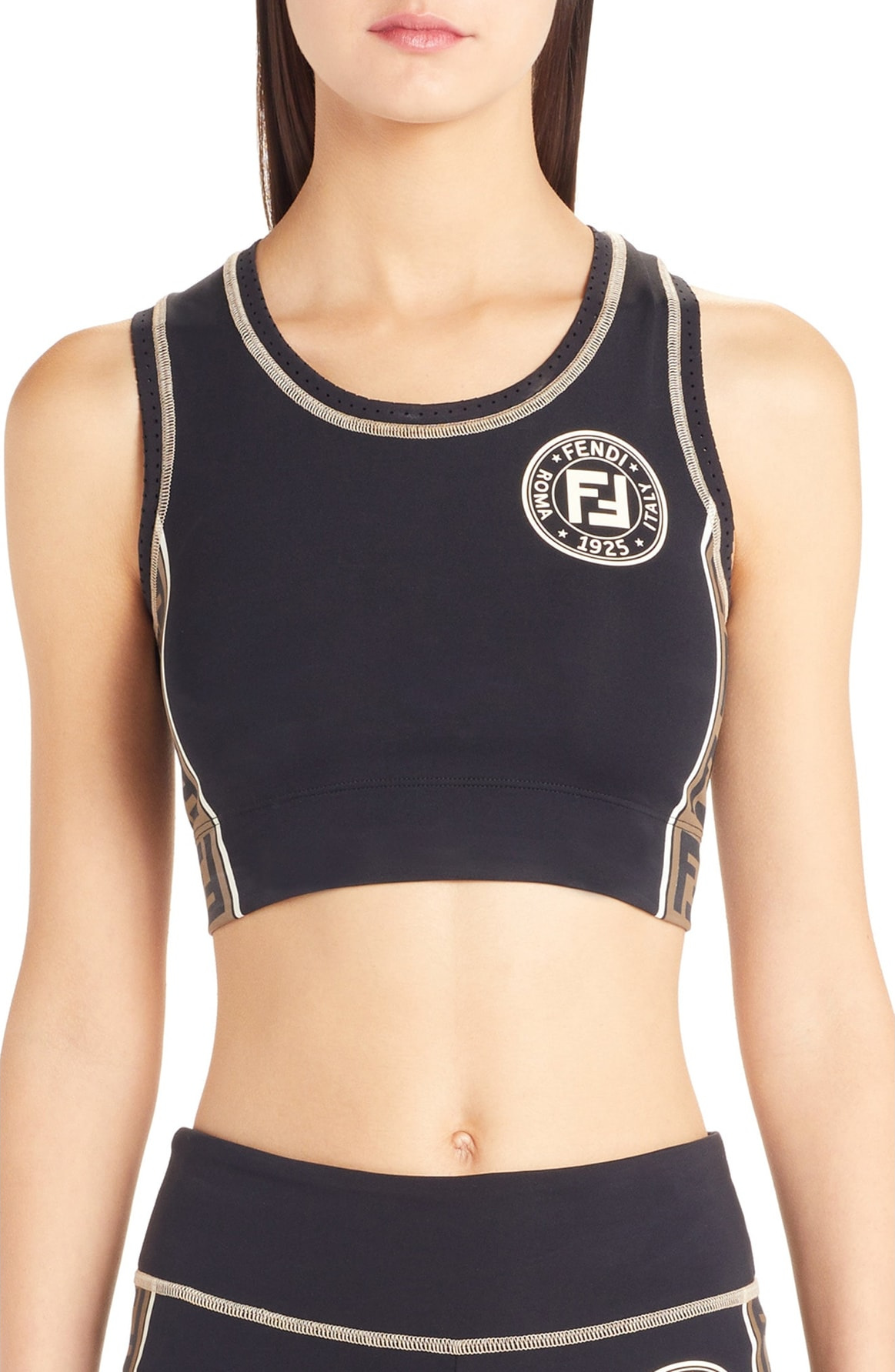 Fendi Logo Side Stripe Sports Bra