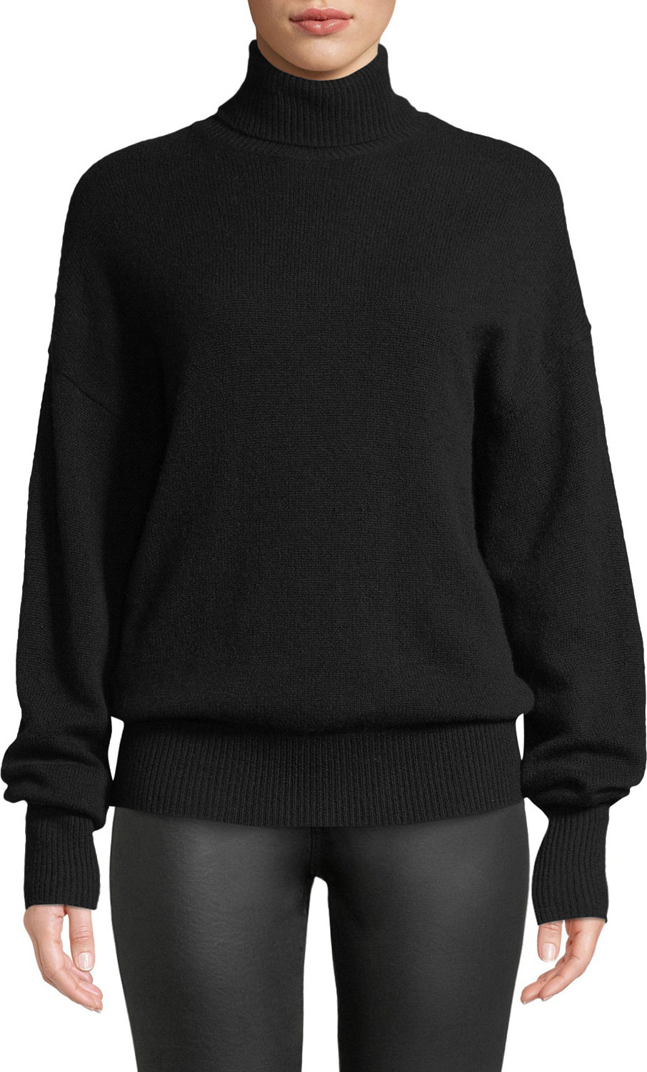 Theory Cashmere Drop-Shoulder Turtleneck Sweater