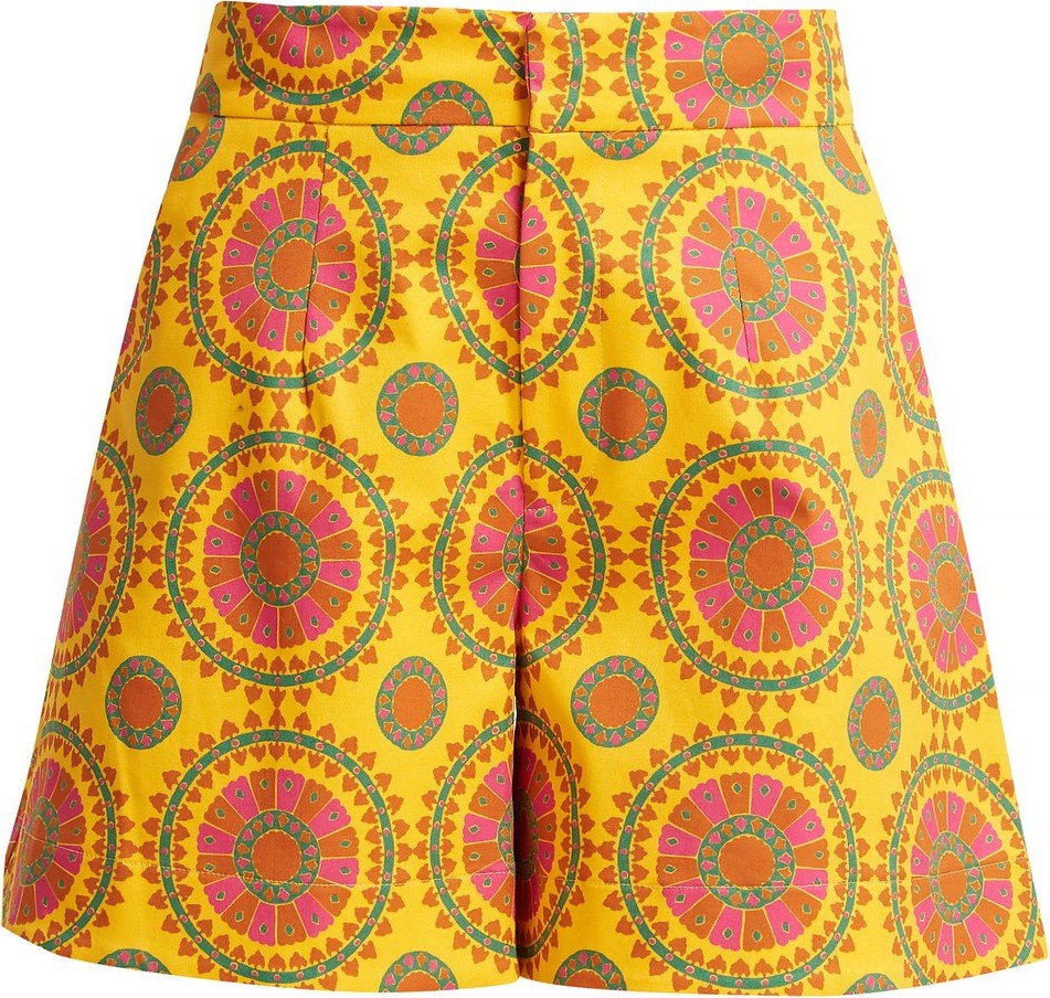 La Double J Good Butt Ruote Gialle-print cotton-blend shorts