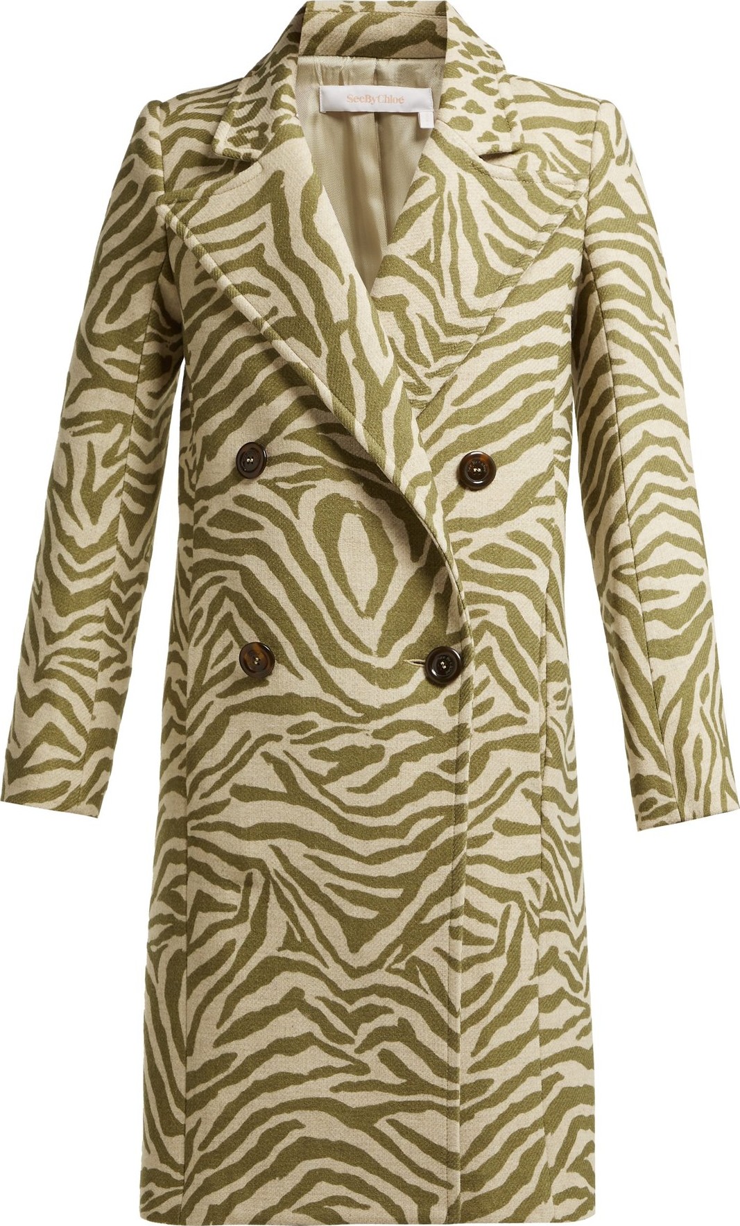 See By Chloé Tiger-print wool-blend coat