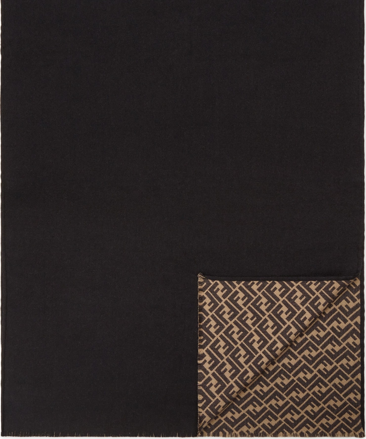 Fendi Logo Jacquard Double Faced Wool & Silk Scarf