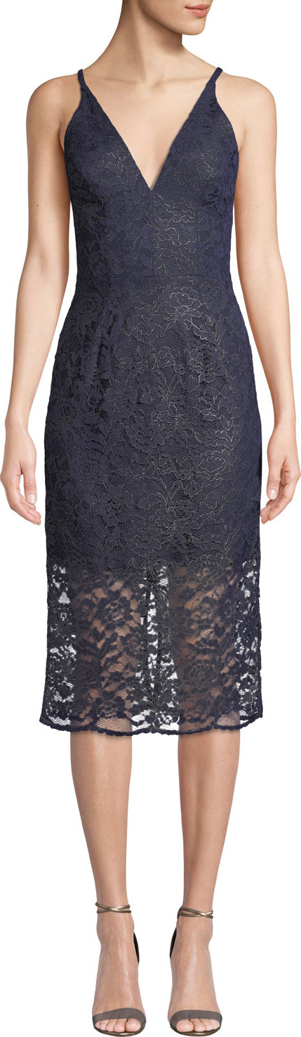 Dress the Population Lelani Mini-Illusion Corded Lace Dress