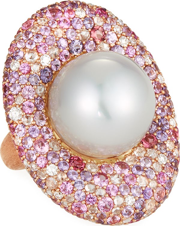 Margot McKinney 18k Rose Gold & South Sea Pearl Cocktail Ring, 16.6mm, Size 6.5