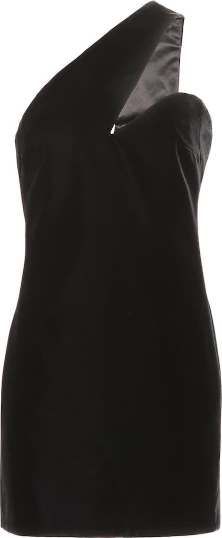 Saint Laurent One-shoulder velvet minidress