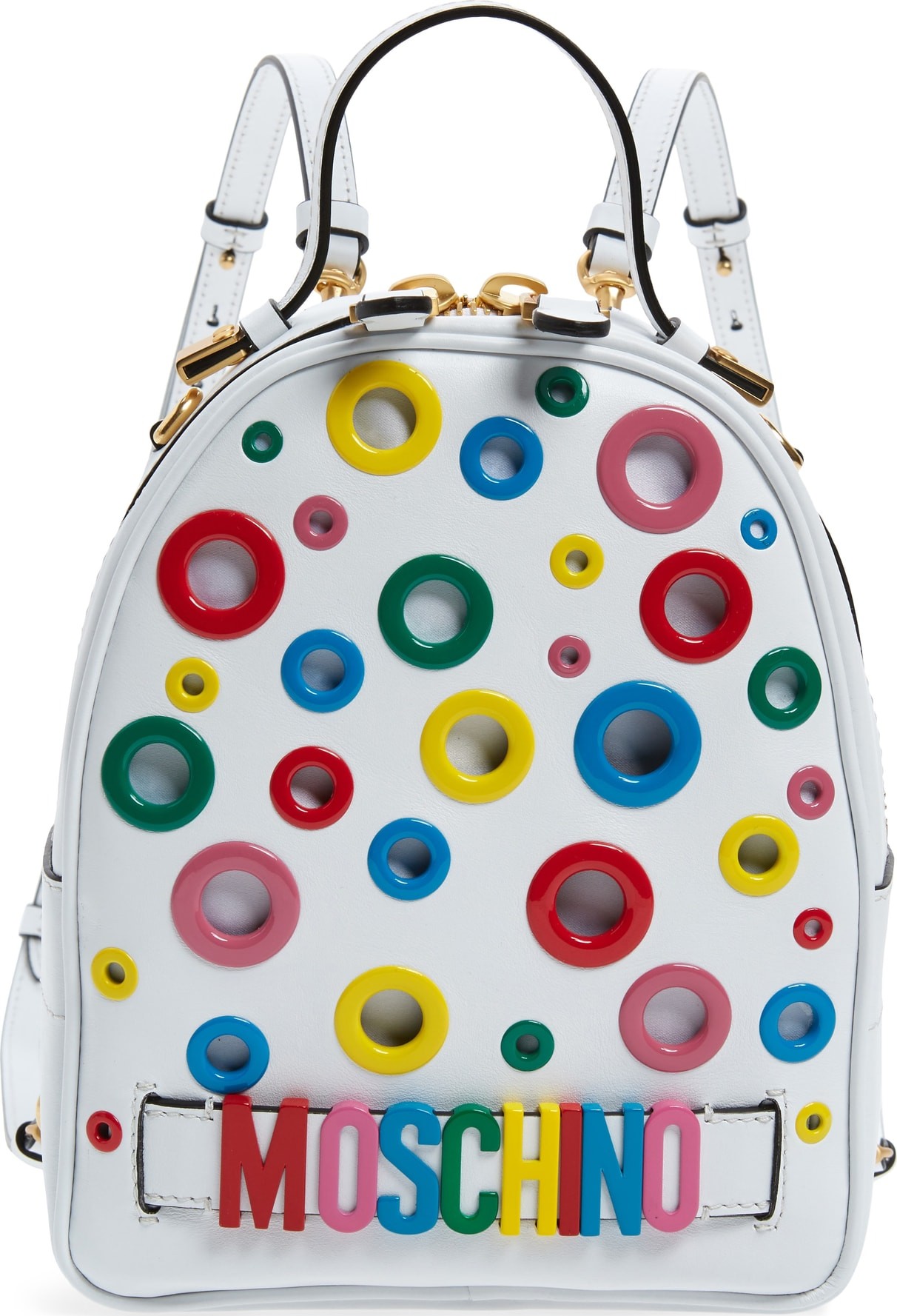 Moschino Mini Logo Grommet Convertible Backpack
