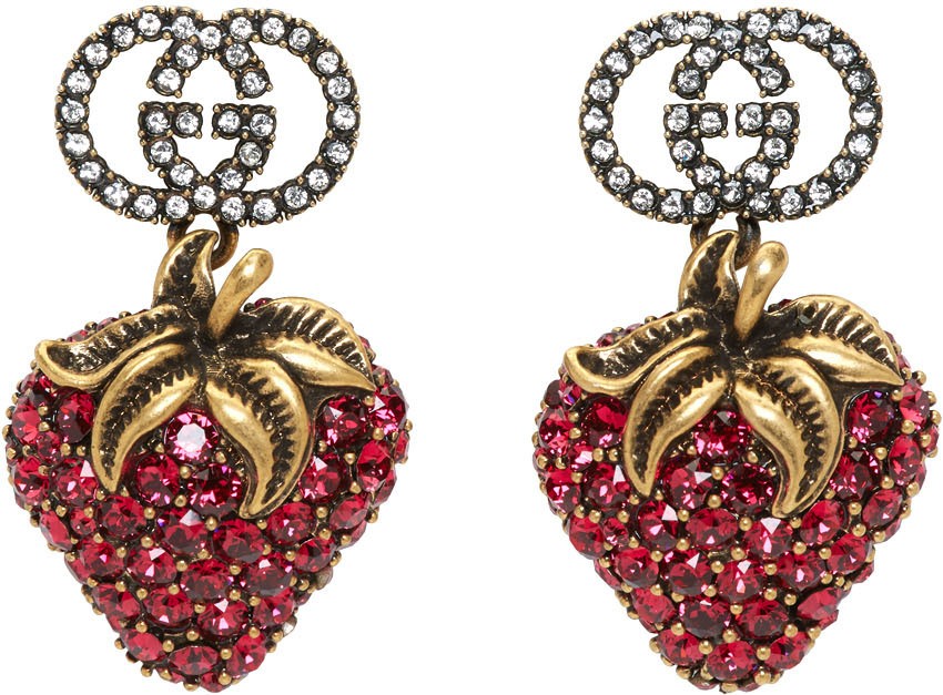 Gucci Red Crystal Strawberry Earrings
