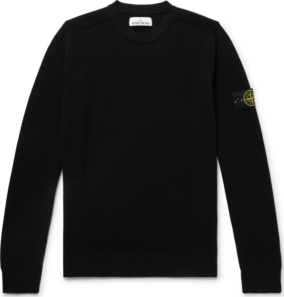 Stone Island Logo-Appliquéd Wool-Blend Sweater