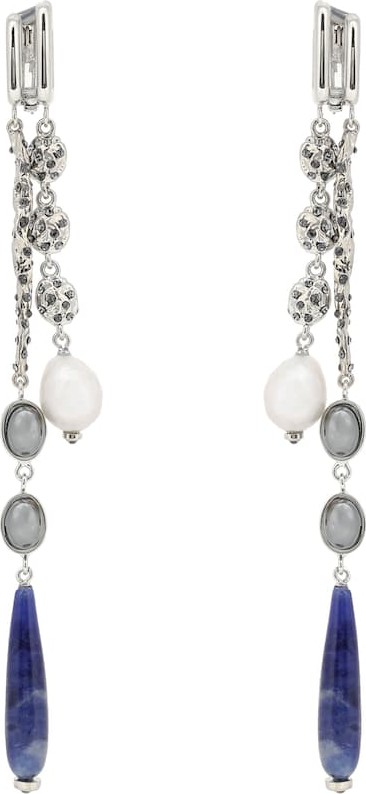 Chloe Pearl and stone drop earrings