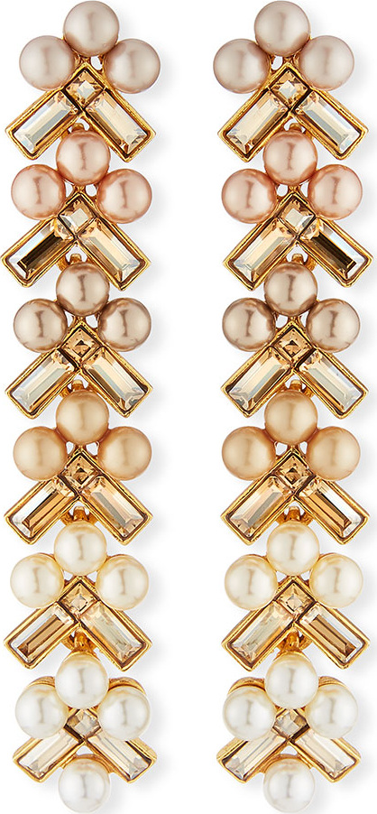 Oscar De La Renta Pearly Baguette Drop Earrings