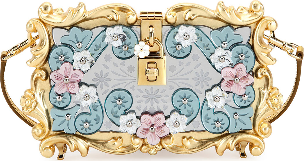 Dolce & Gabbana Mirrored Baroque Dolce Box Bag, Medium Yellow