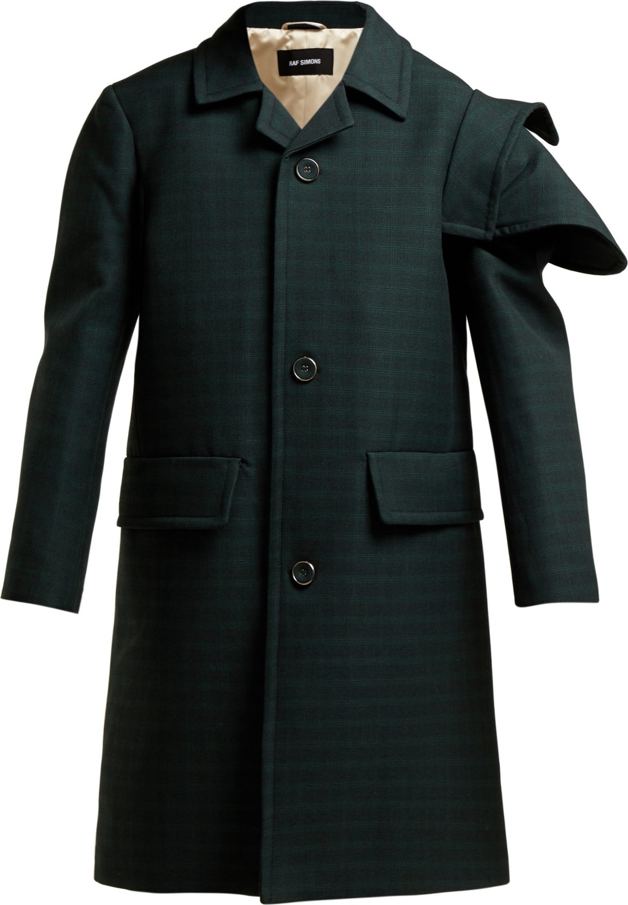 Raf Simons Single-breasted checked wool coat