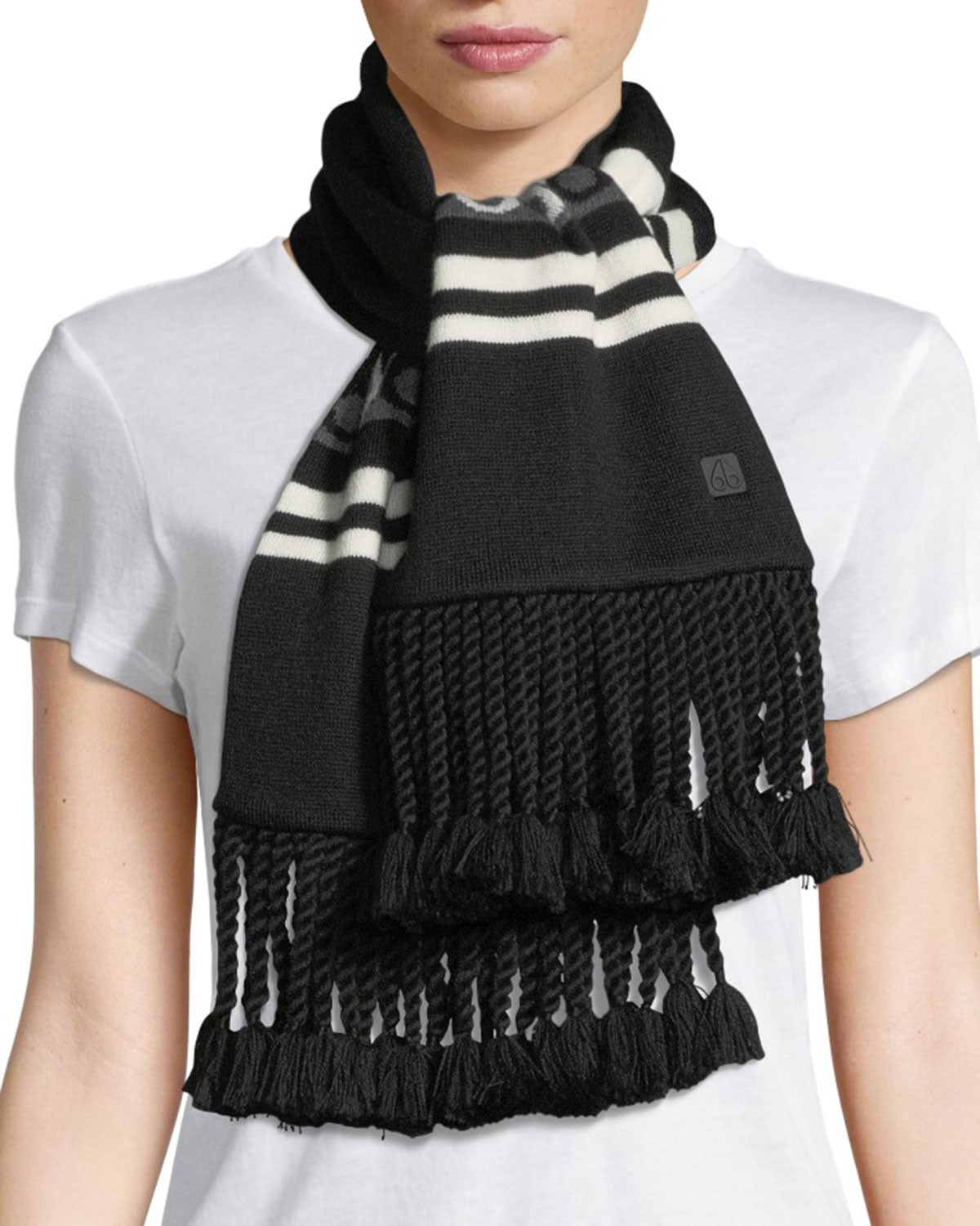 Moose Knuckles Moose Canuk Striped Scarf w/ Braids