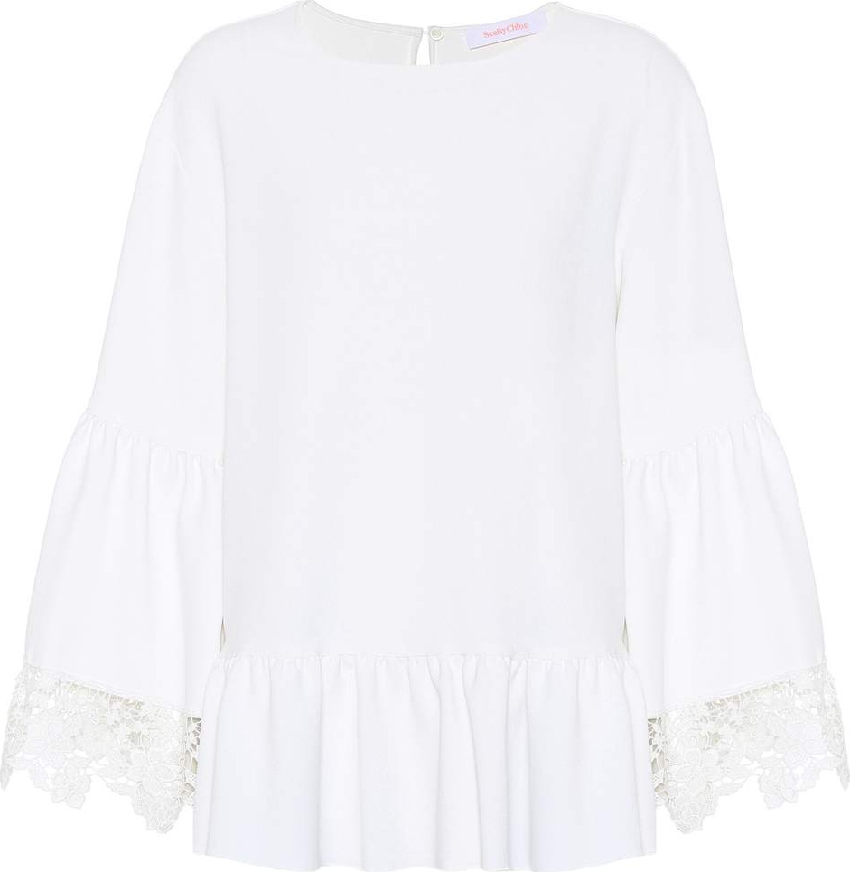 See By Chloé Lace-trimmed bell sleeve top