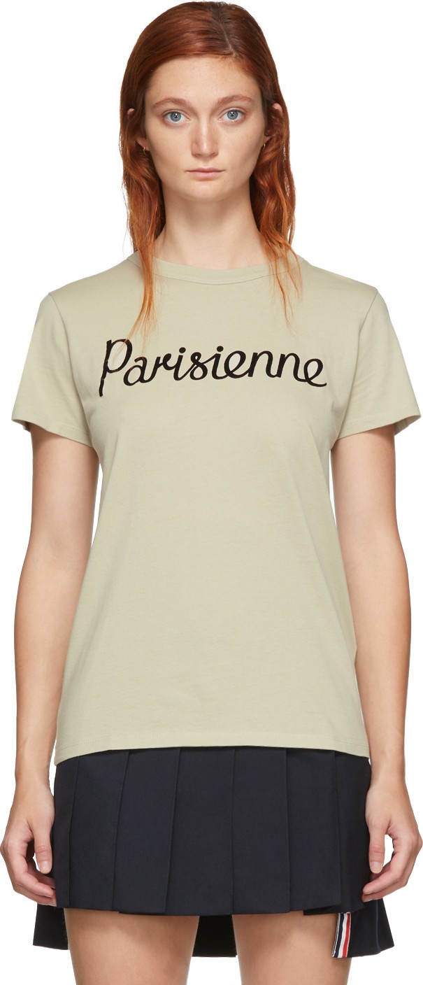 Maison Kitsune Beige 'Parisienne' T-Shirt