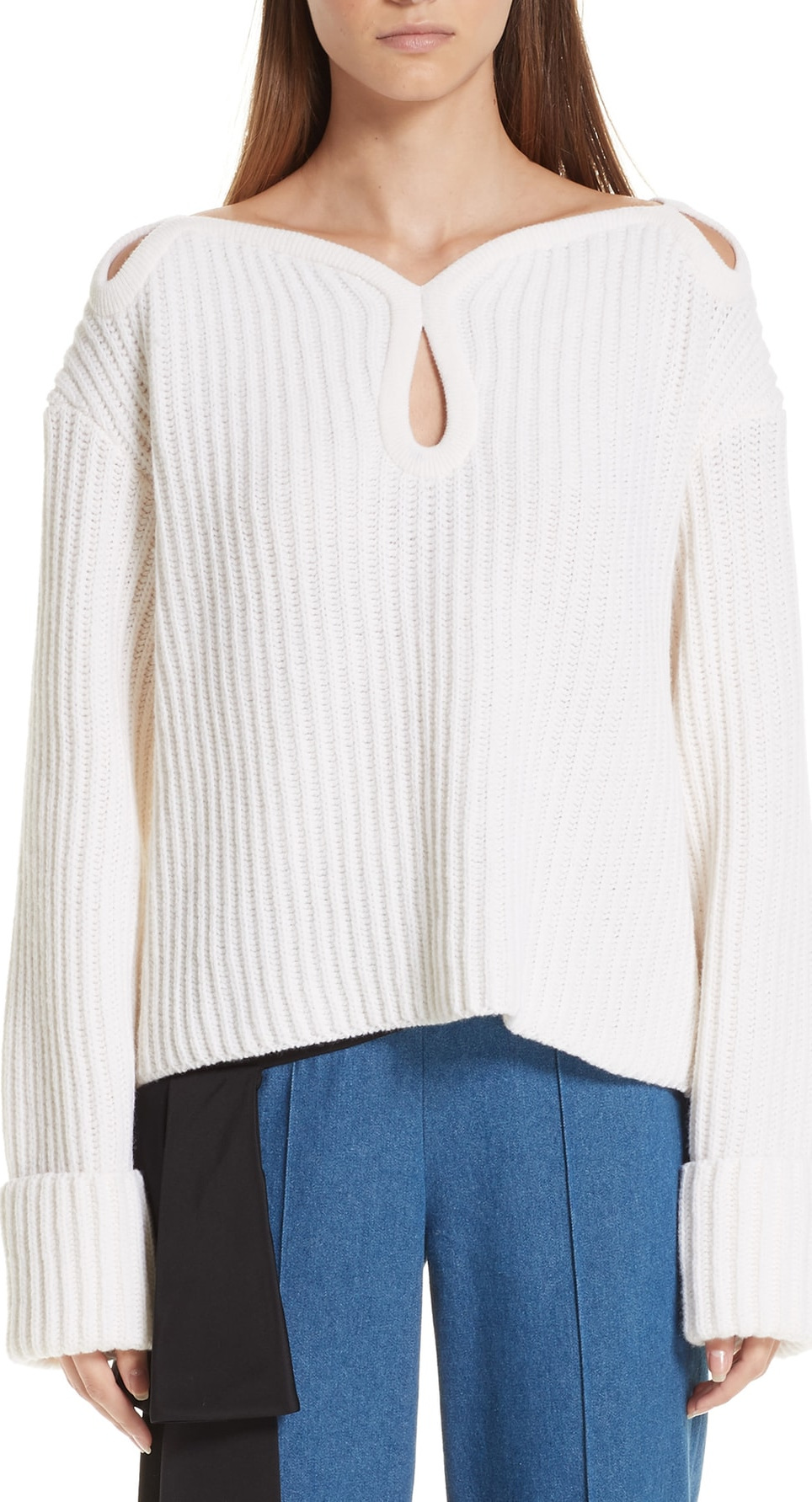 Hellessy Keyhole Shoulder Merino Wool Sweater