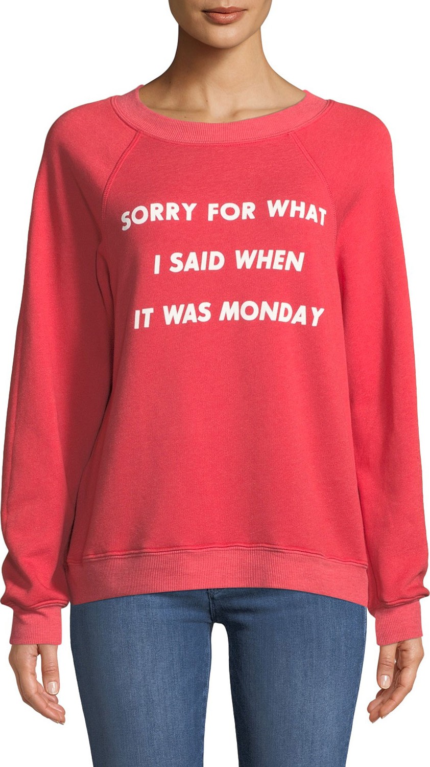 WILDFOX Sorry For Monday Graphic Pullover Sweater