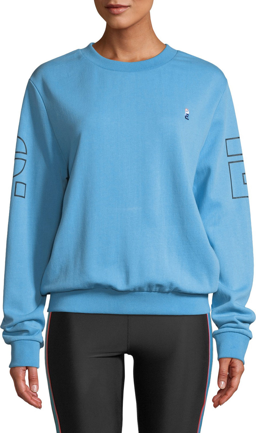 P.E Nation Moneyball Crewneck Drop-Shoulder Pullover Cotton Sweatshirt