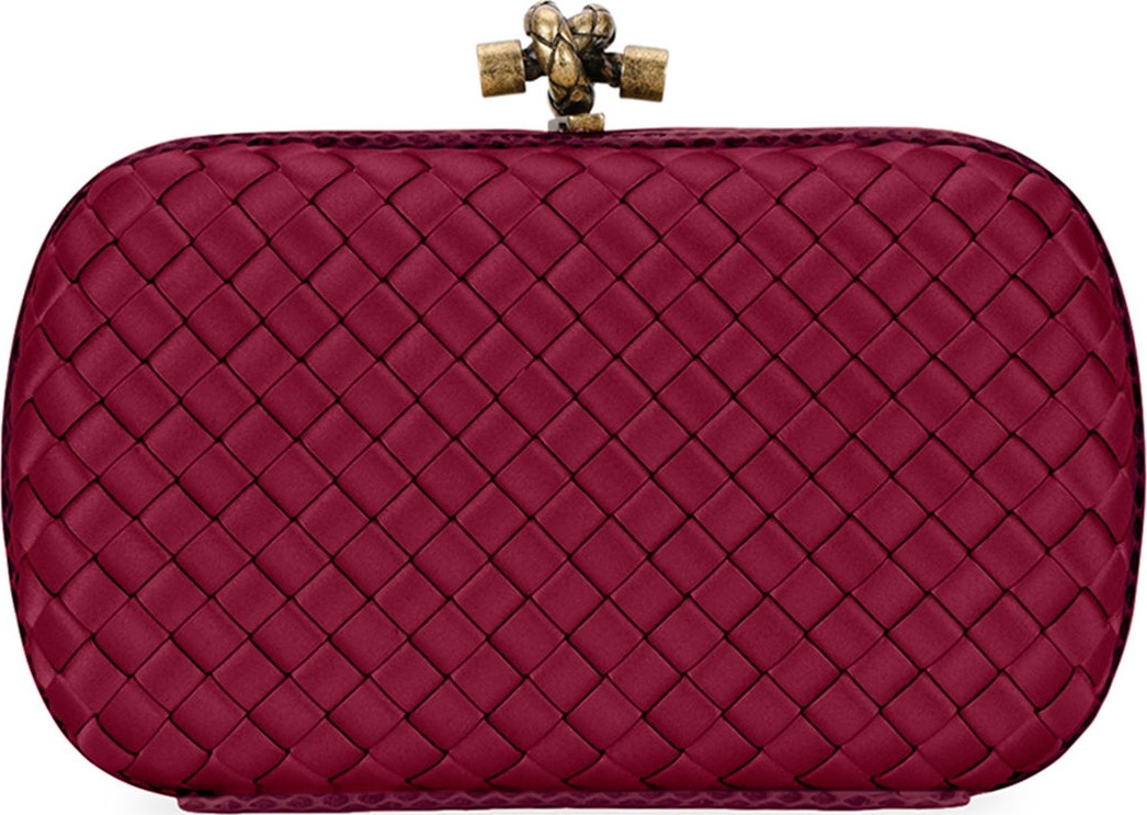 Bottega Veneta Woven Satin Chain Knot Clutch Bag