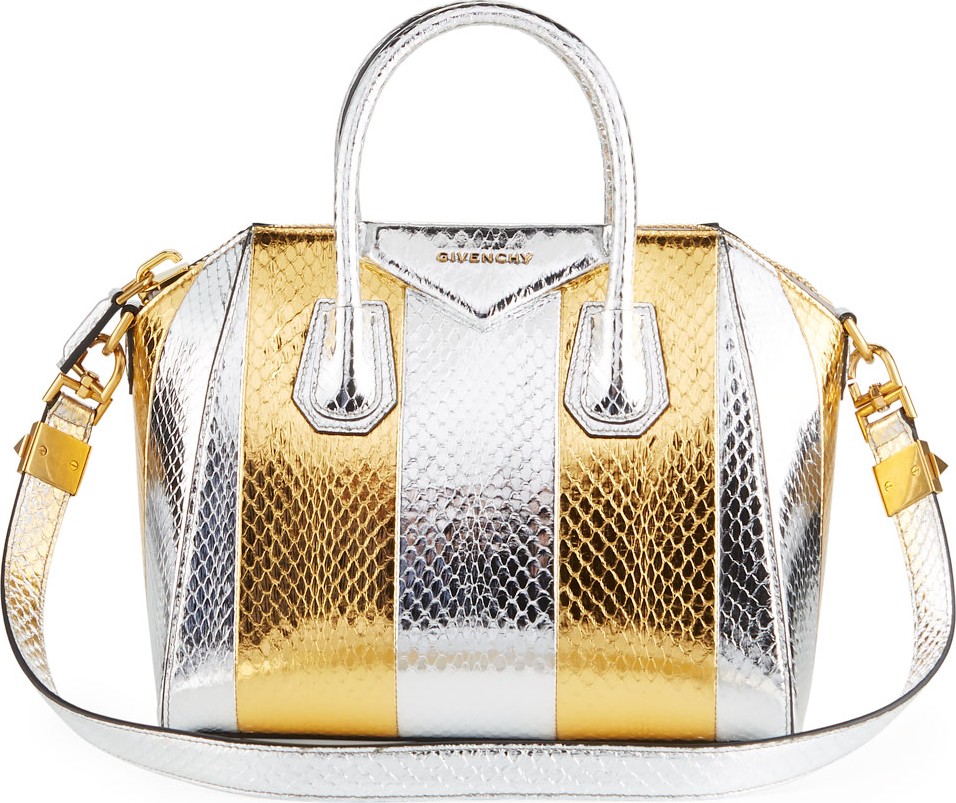 Givenchy Antigona Small Metallic Snakeskin Satchel Bag