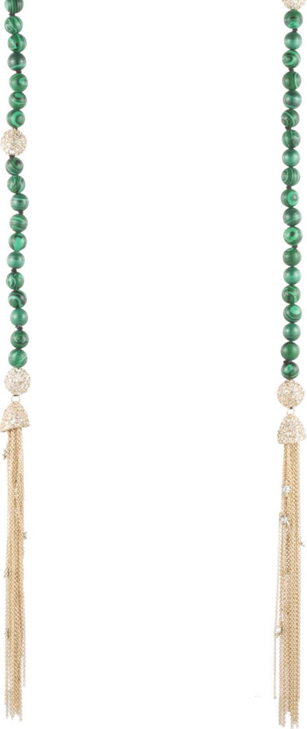 Alexis Bittar Crystal & Malachite Sautoir Tassel Necklace