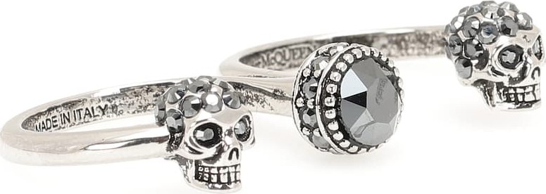 Alexander McQueen Double Mini Skull embellished ring