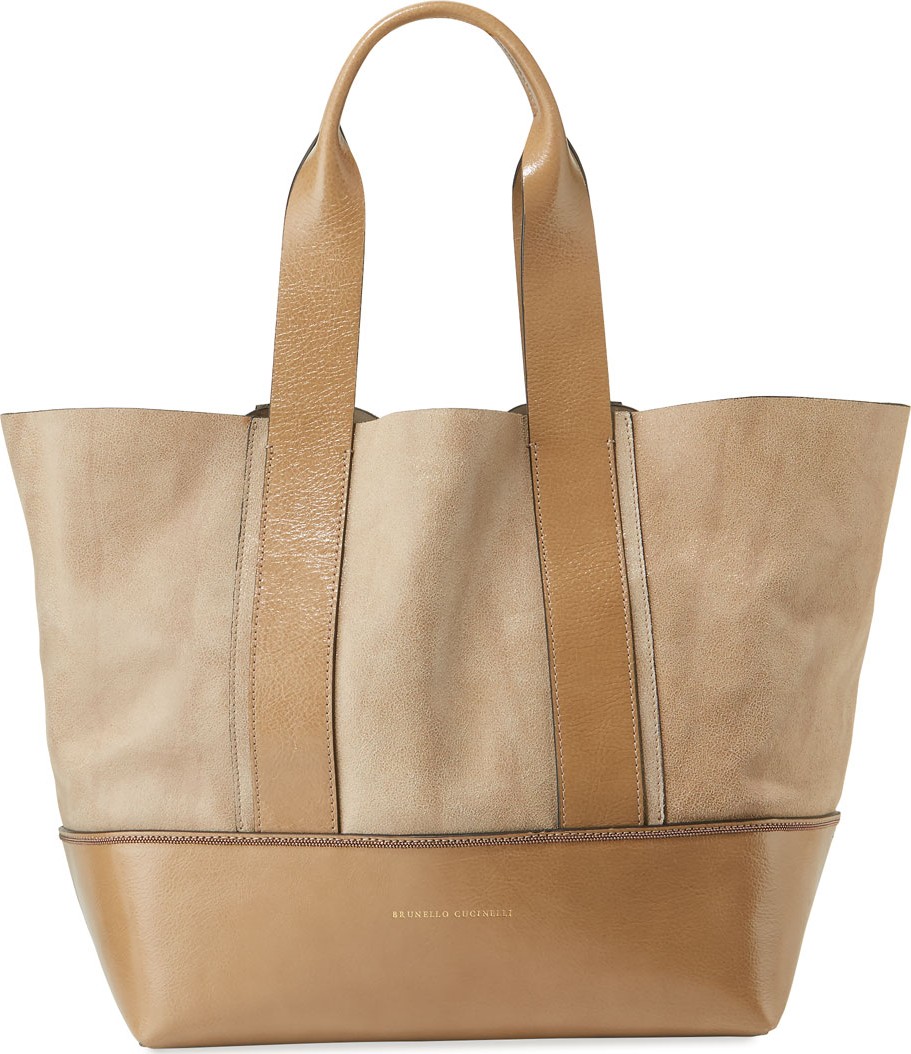 Brunello Cucinelli Two-Tone Leather Tote Bag