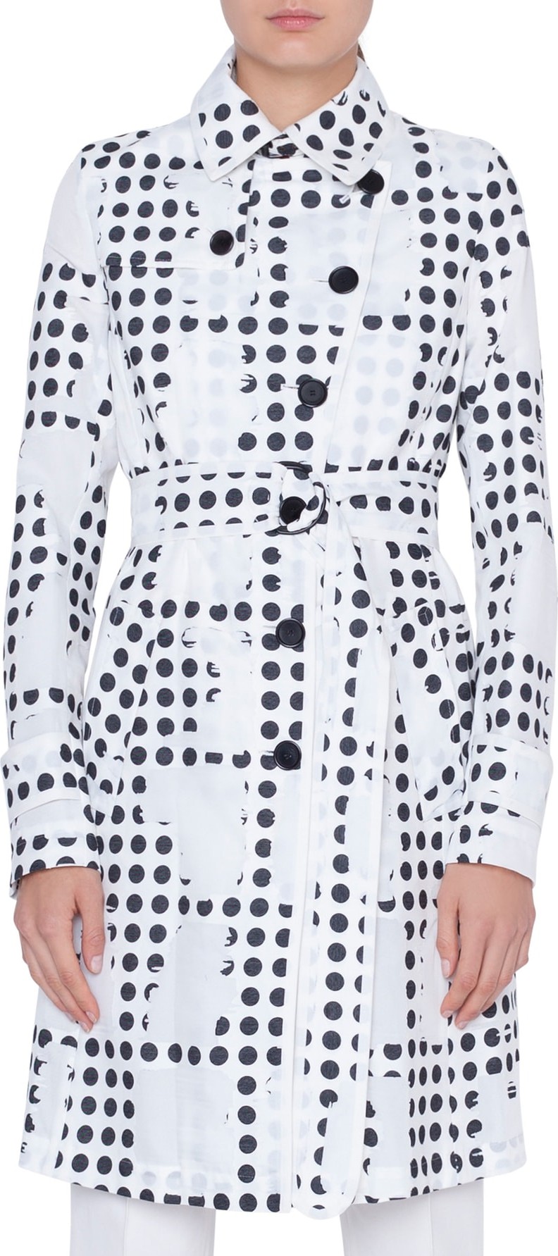Akris Punto Window Dot Print Trench Coat