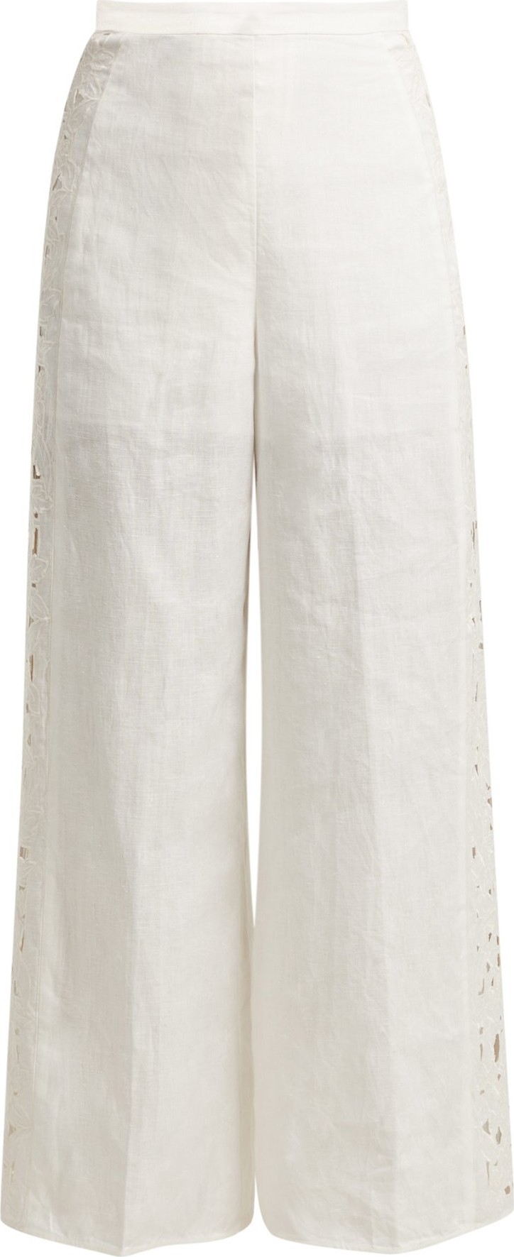 Zimmermann Juno embroidered cut-out linen trousers