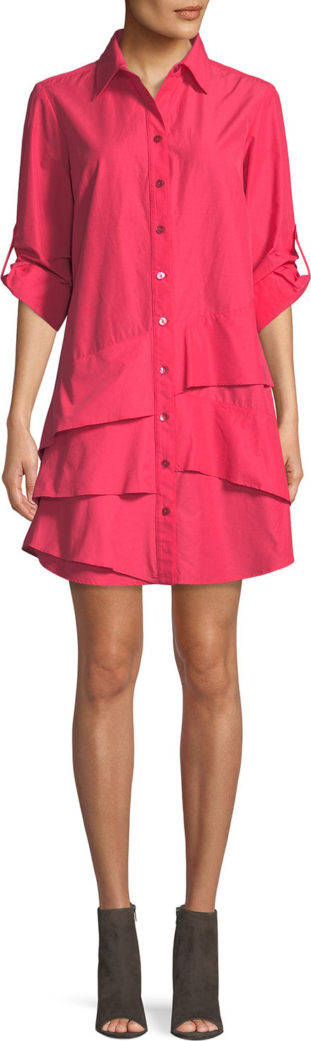 Finley Jenna Easy Ruffle-Tiered Shirtdress