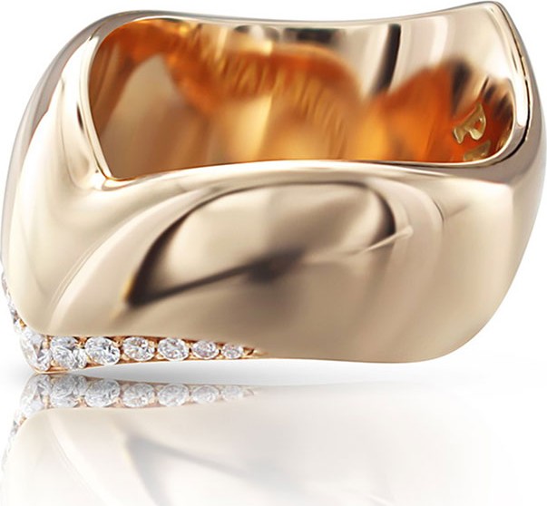 Pasquale Bruni Sensual Touch 18k Rose Gold Diamond-Trim Ring, 0.19tcw