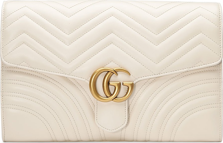 Gucci GG Marmont Chevron Quilted Leather Flap Clutch Bag