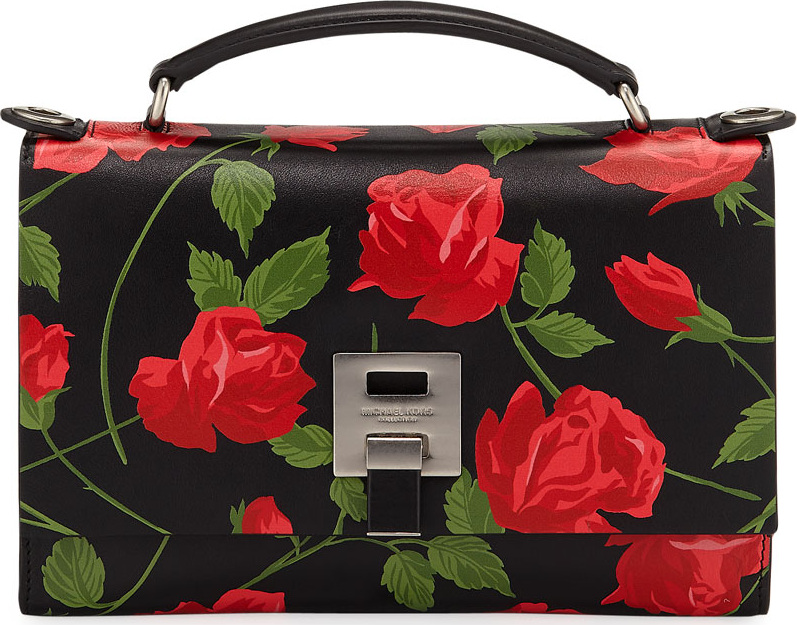 Michael Kors Collection Stemmed Roses Leather Shoulder Bag