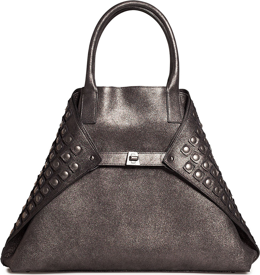 Akris Ai Medium Grid-Studded Top-Handle Bag