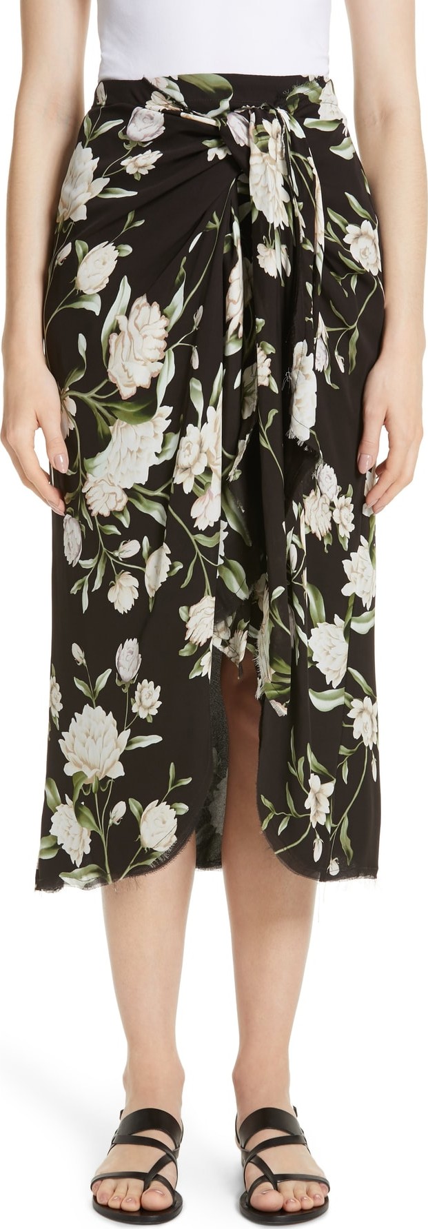 Johanna Ortiz Nostalgic Feeling Floral Print Faux Wrap Skirt