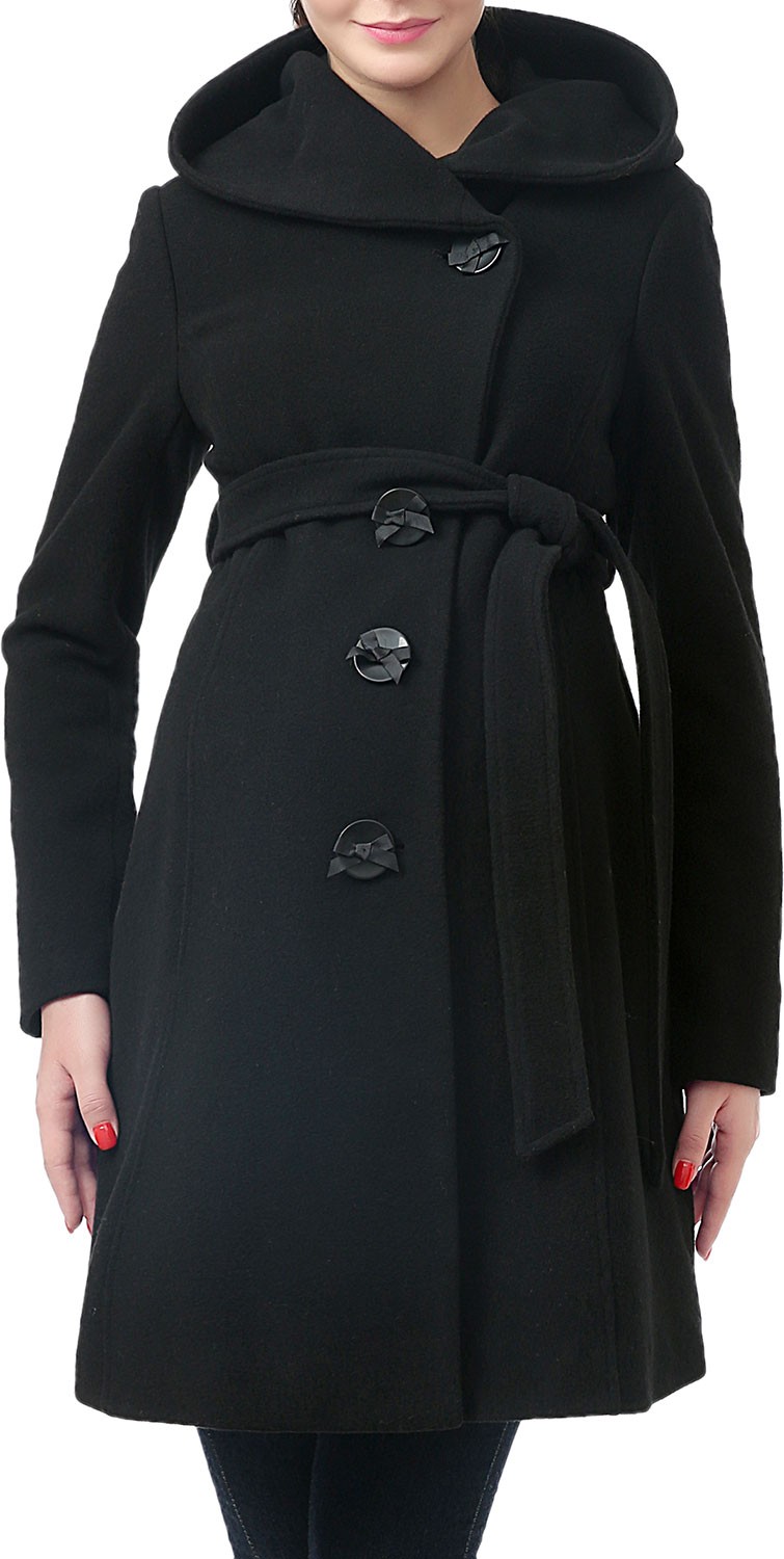 Kimi + Kai Lora Button-Front Hooded Wool-Blend Coat