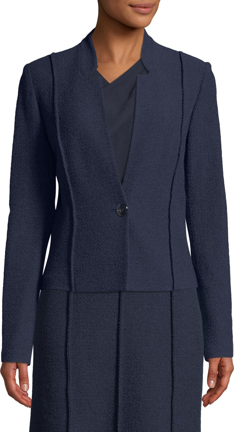 St. John Ana Boucle Knit Seamed Blazer Jacket