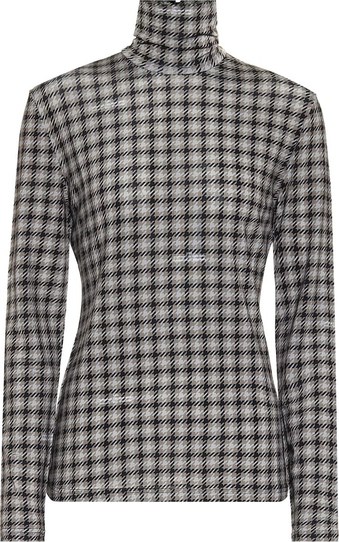 Rokh Houndstooth-checked high-neck top