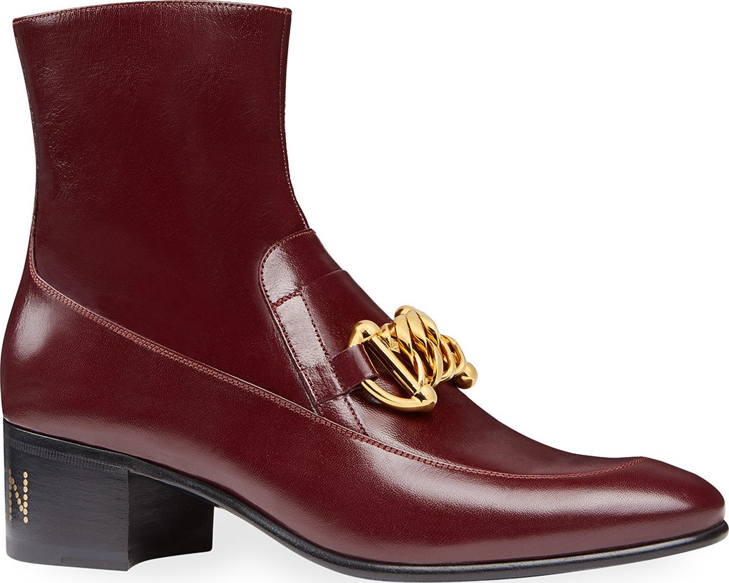 Gucci Women's Leather Horsebit Chain Boots