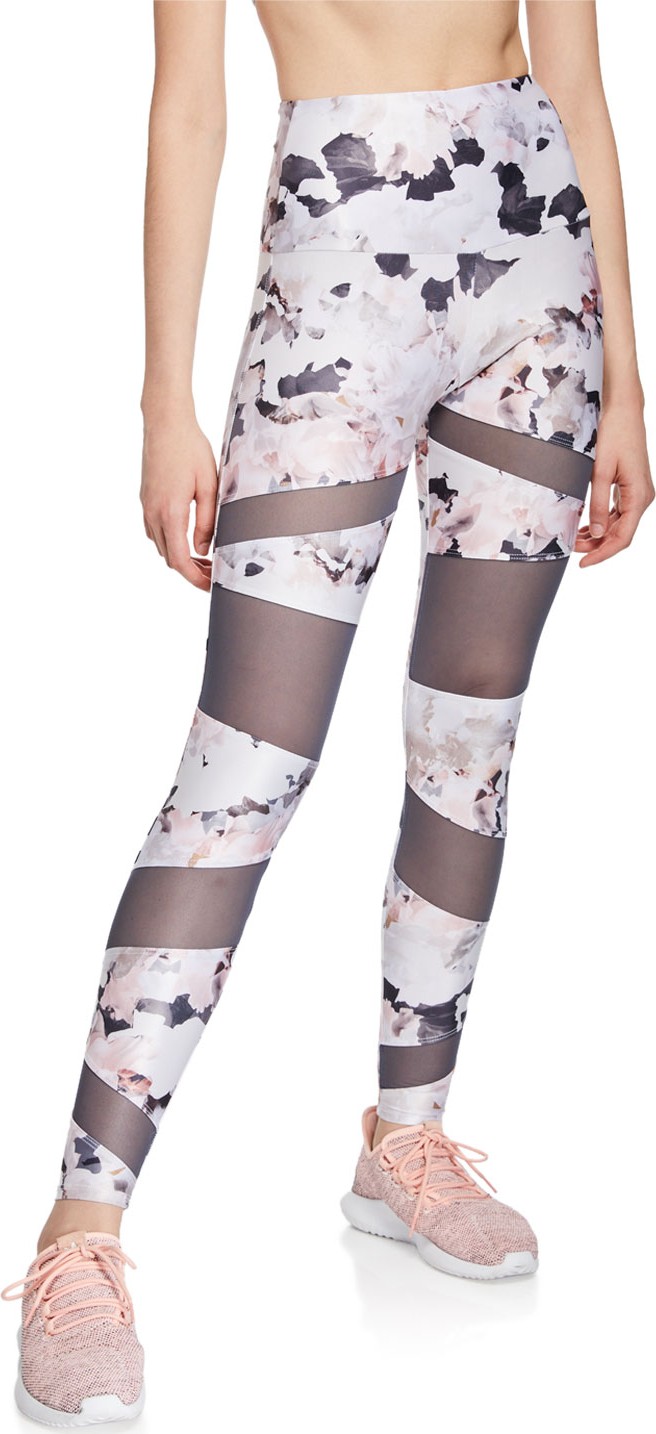 ONZIE Bondage Floral-Print Mesh Leggings