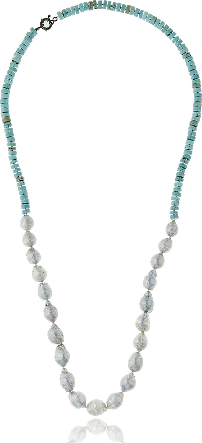 MCL by Matthew Campbell Laurenza Half Turquoise & Baroque Pearl Necklace