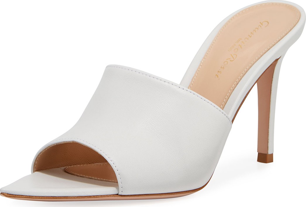 Gianvito Rossi Point-Front Smooth Leather Slide Sandals