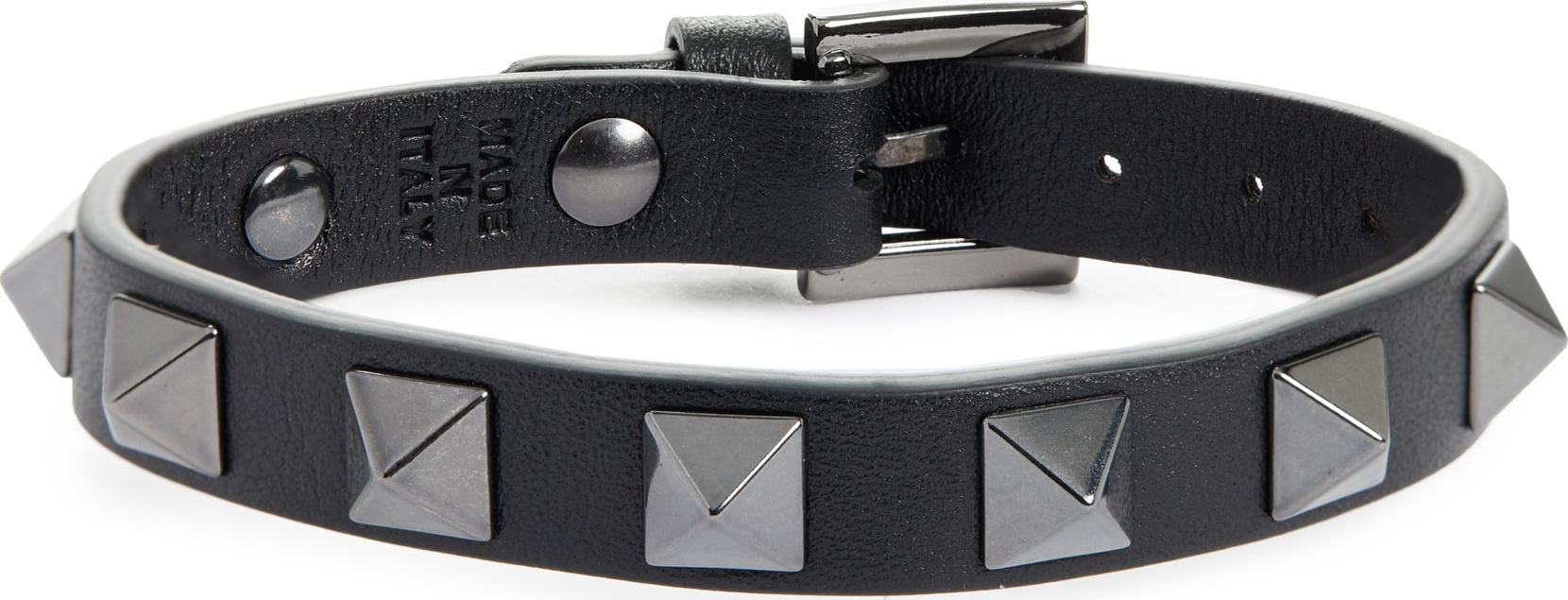 Valentino Rockstud Rolling Noir Leather Bracelet