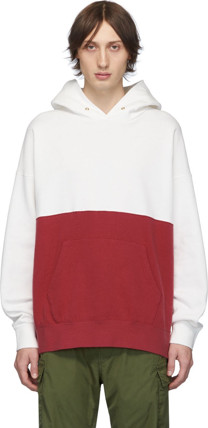 Visvim White & Red Switch Jumbo Hoodie