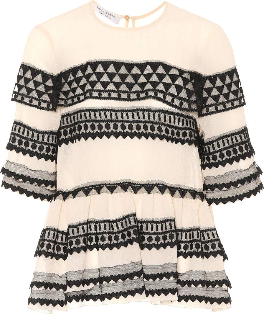 Philosophy Di Lorenzo Serafini Lace-trimmed peplum top