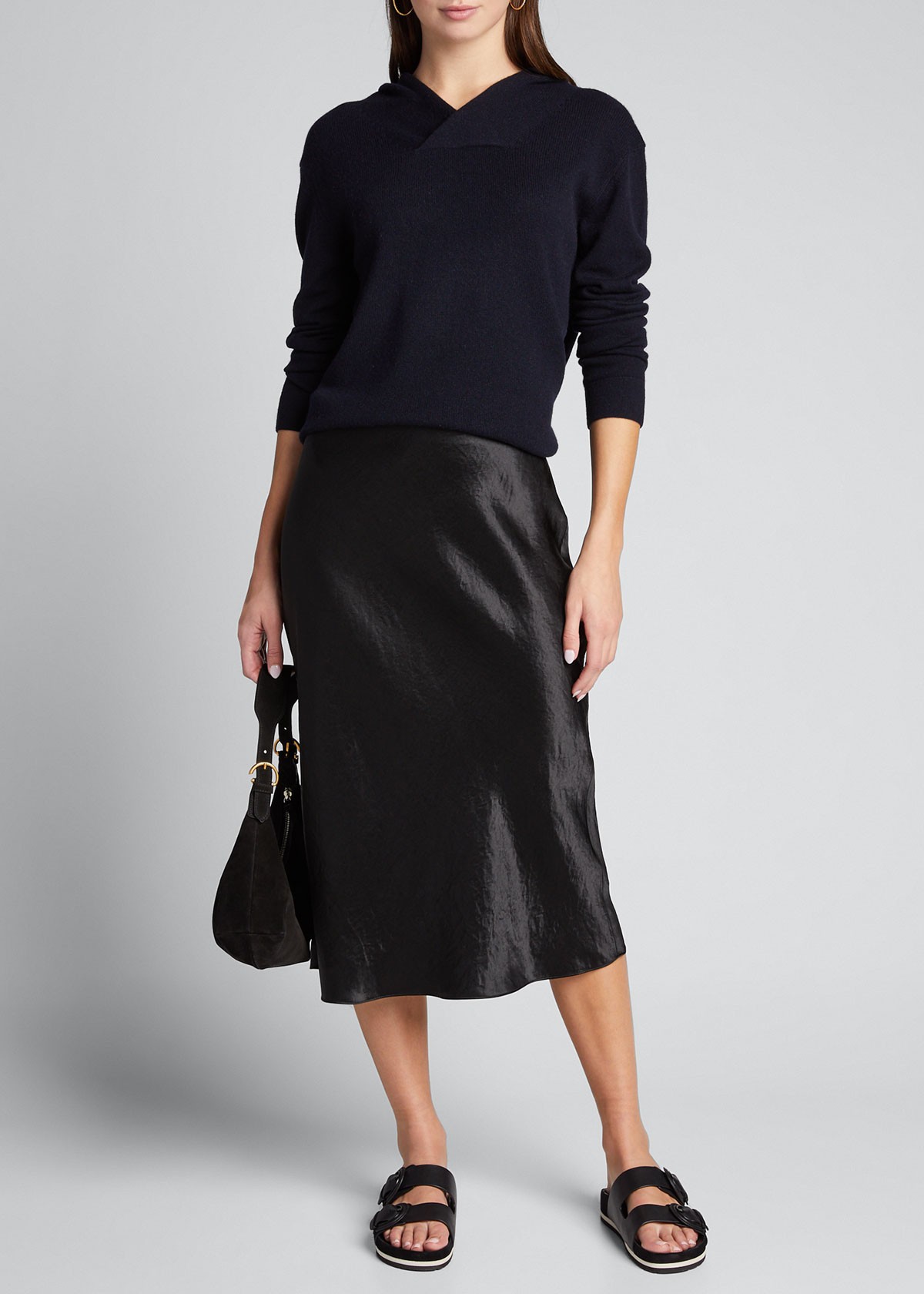 Vince Cross-Front Wool-Cashmere Hoodie