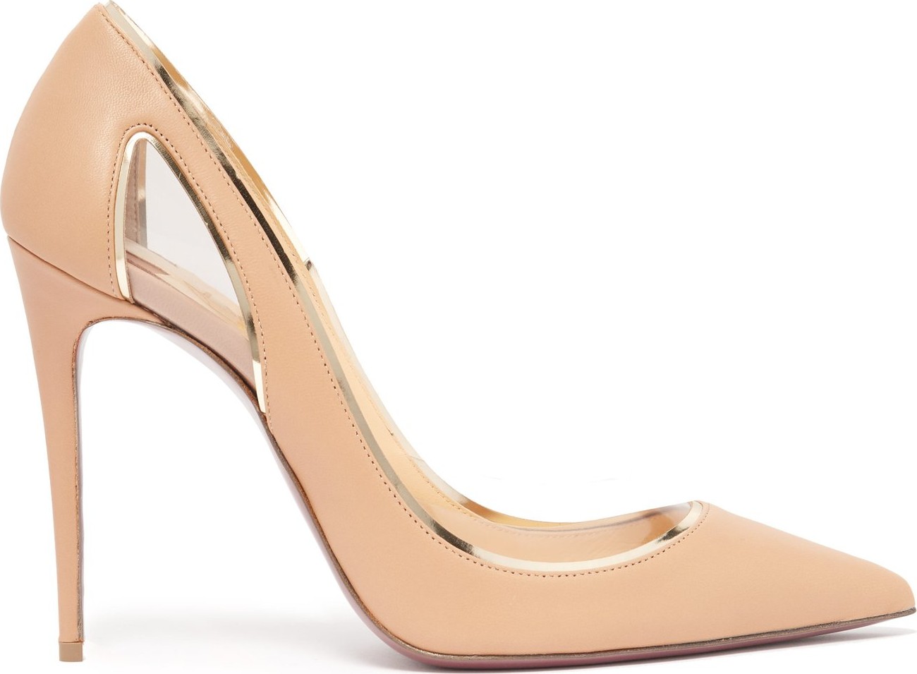 Christian Louboutin Cosmo 554 tan leather and perspex pumps
